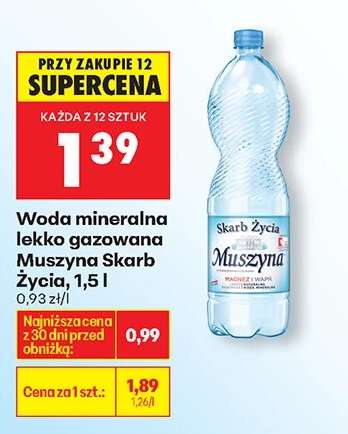 Woda mineralna lekko gazowana Muszyna Skarb Życia, 1,5 l