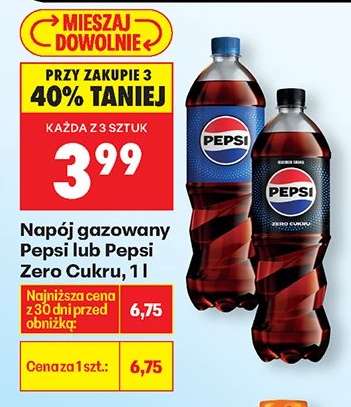 Napój gazowany Pepsi lub Pepsi Zero Cukru, 1l