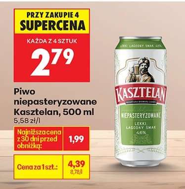 Piwo niepasteryzowane Kasztelan, 500 ml