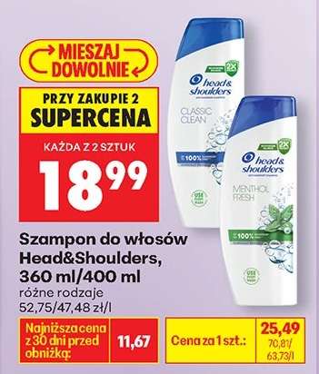 Szampon do włosów Head Shoulders 360 ml 400 ml