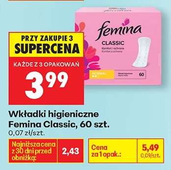 Wkładki higieniczne Femina Classic , 60 szt
