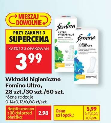Wkładki higieniczne Femina Ultra, 28 szt./30 szt./50 szt.