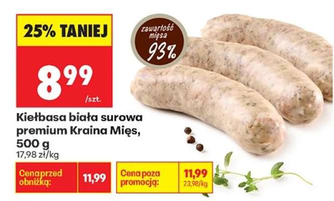 Kielbasa biała surowa premium Kraina Mięs 500 g