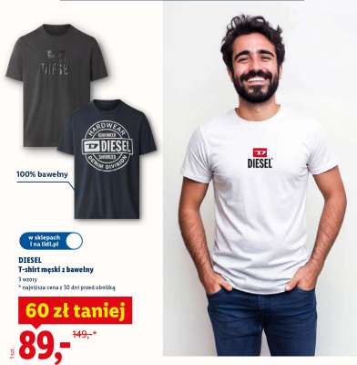 DIESEL T-shirt męski z bawełny