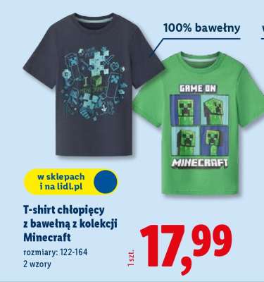 T-shirt chłopięcy z bawełny z kolekcji Minecraft