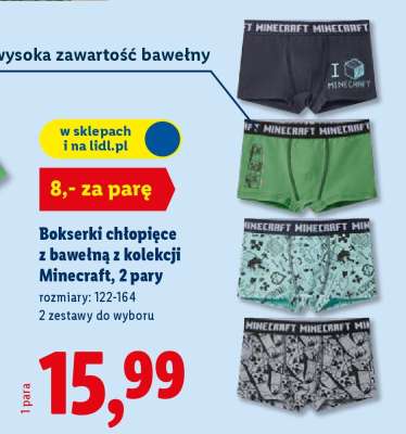 Bokserki chłopięce z bawełną z kolekcji Minecraft, 2 pary