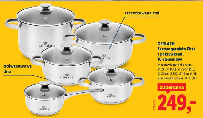 Gerlach Zestaw garnków First z pokrywkami, 10 elementów
