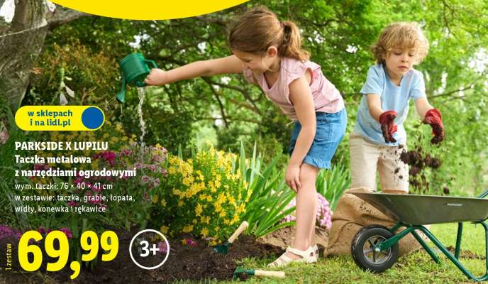 PARKSIDE X LUPILU Taczka metalowa z narzędziami ogrodowymi
