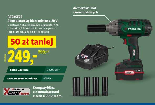 Parkside Akumulatorowy klucz udarowy 20 V