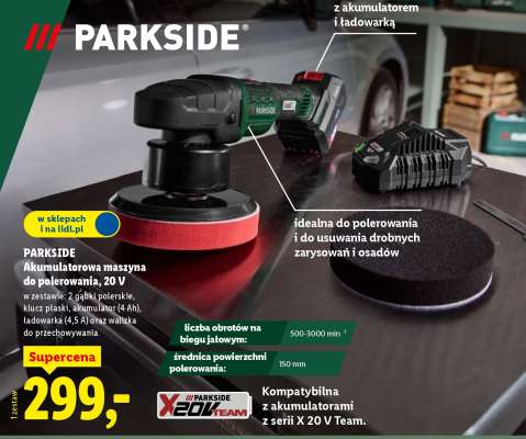 PARKSIDE Akumulatorowa maszyna do polerowania, 20 V