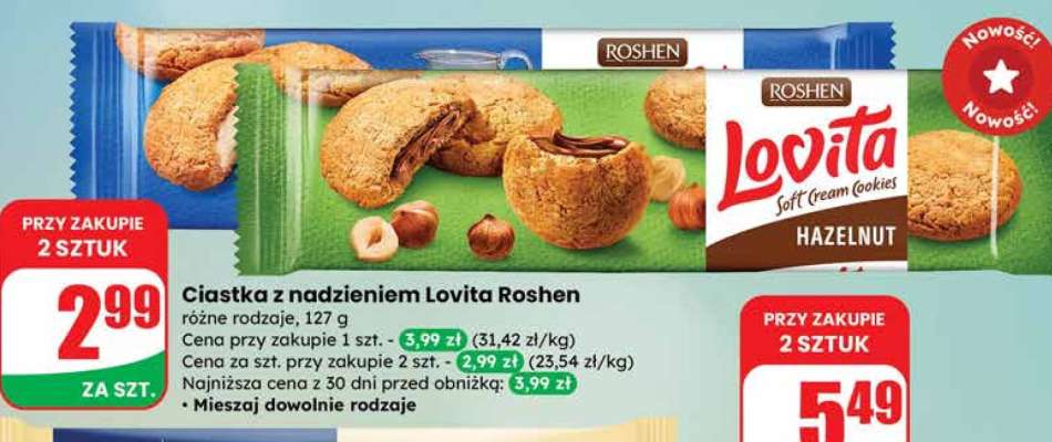 Ciastka z nadzieniem Lovita Roshen