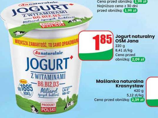 Jogurt naturalny OSM Jana