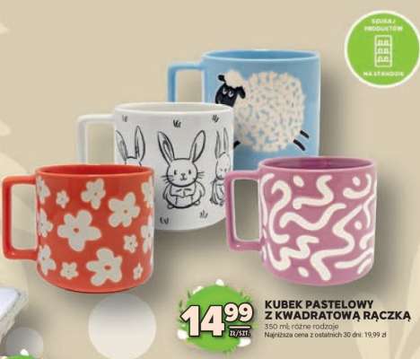 Kubek pastelowy z kwadratową rączką