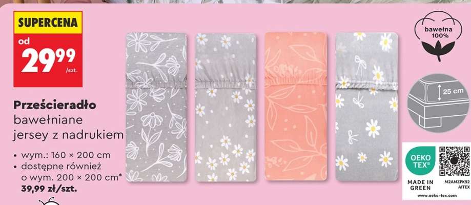 Prześcieradło bawełniane jersey z nadrukiem