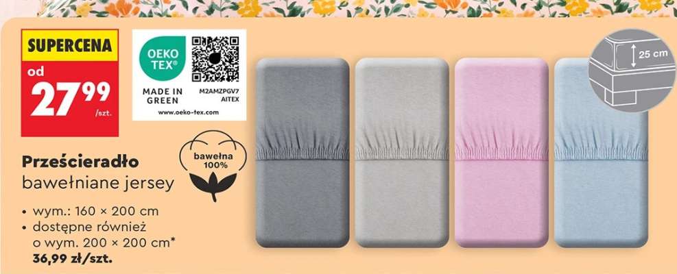 Prześcieradło bawełniane jersey