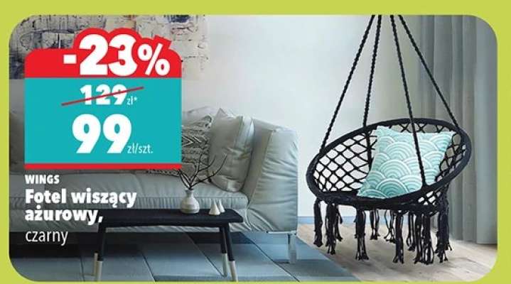 WINGS Fotel wiszący ażurowy, czarny