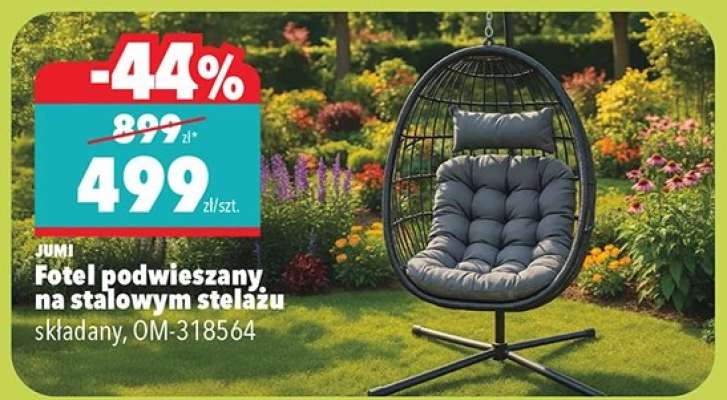 Fotel podwieszany na stalowym stelażu