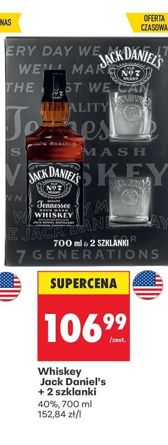WHISKEY JACK DANIEL'S + 2 SZKLANKI