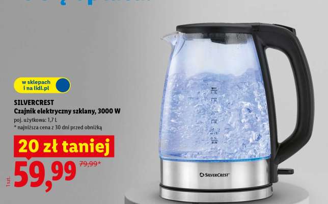 Silvercrest Czajnik elektryczny szklany 3000 W