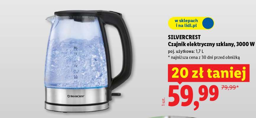 Silvercrest Czajnik elektryczny szklany 3000 W