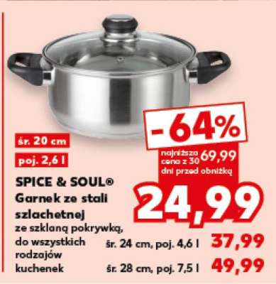 SPICE & SOUL® Garnek ze stali szlachetnej ze szklaną pokrywką, do wszystkich rodzajów kuchenek