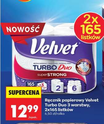 Ręcznik papierowy Velvet Turbo Duo 3 warstwy, 2x165 listków