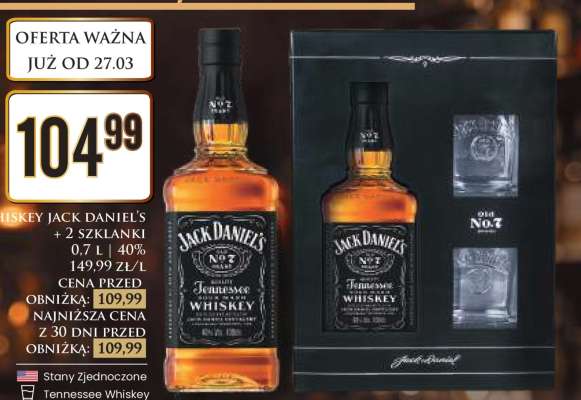 WHISKEY JACK DANIEL'S + 2 SZKLANKI