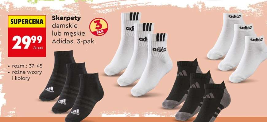 Skarpety damskie lub męskie Adidas, 3-pak