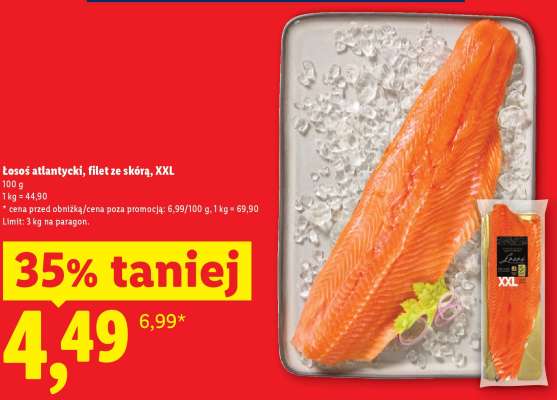 Łosoś atlantycki, filet ze skórą, XXL
