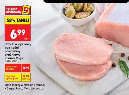 Schab wieprzowy bez kości pakowany próżniowy Kraina Mięs