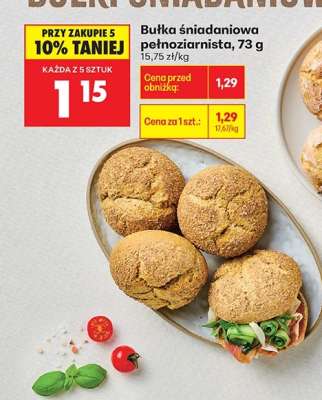 Bułka śniadaniowa pełnoziarnista, 73 g