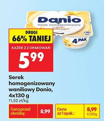 Serek homogenizowany waniliowy Danio, 4x130 g