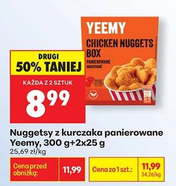 Nuggetsy z kurczaka panierowane Yeemy, 300 g+2x25 g