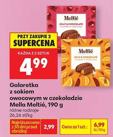 Galaretka z sokiem owocowym w czekoladzie Mella Meltié, 190 g