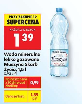 Woda mineralna lekko gazowana Muszyna Skarb Życia, 1,5 l
