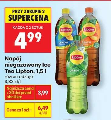 Napój niegazowany Ice Tea Lipton, 1,5 l