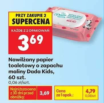 Nawilżany papier toaletowy o zapachu maliny Dada Kids , 60 szt