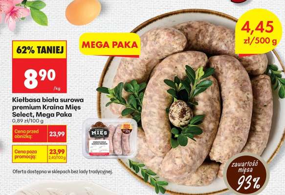Kiełbasa biała surowa premium Kraina Mięs Select Mega Paka