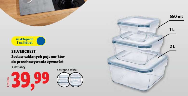 SILVERCREST Zestaw szklanych pojemników do przechowywania żywności