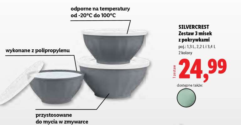 SILVERCREST Zestaw 3 misek z pokrywkami