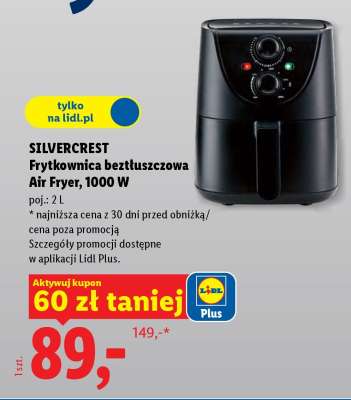 SILVERCREST Frytkownica beztłuszczowa Air Fryer, 1000 W