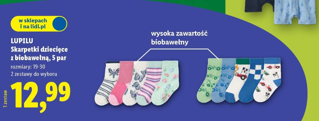 LUPILU Skarpetki dziecięce z biobawełną, 5 par