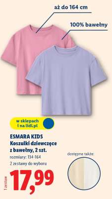 ESMARA KIDS Koszulki dziewczęce z bawełny, 2 szt.