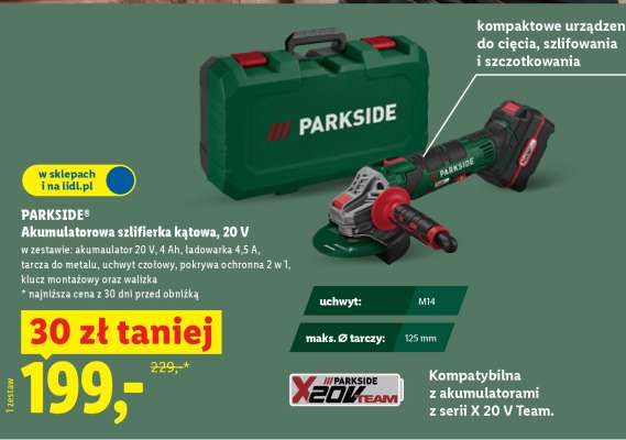 PARKSIDE® Akumulatorowa szlifierka kątowa 20 V