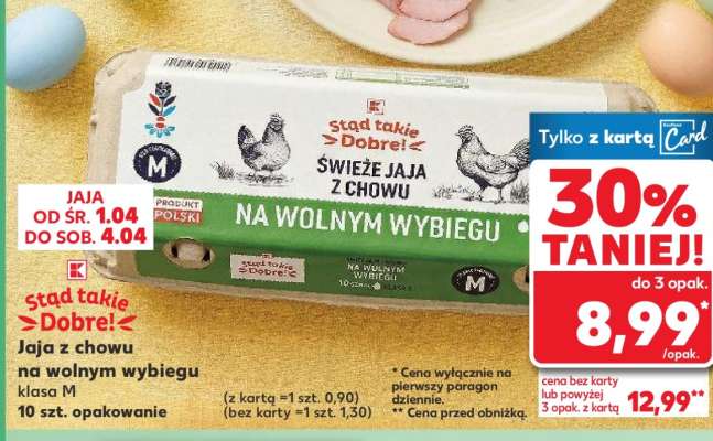 Jaja z chowu na wolnym wybiegu klasa M 10 szt. opakowanie