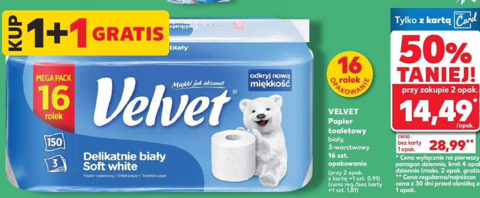 VELVET Papier toaletowy biały
