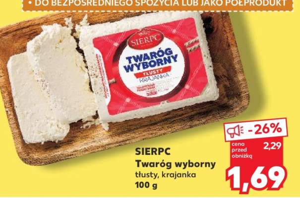SIERPC Twaróg wyborny tłusty, krajanka 100 g