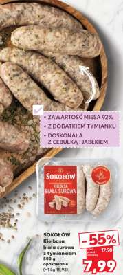 SOKOŁÓW Kiełbasa biała surowa z tymiankiem 500 g opakowanie (~1 kg 15,98)