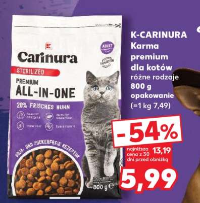 K-CARINURA Karma premium dla kotów różne rodzaje 800 g opakowanie