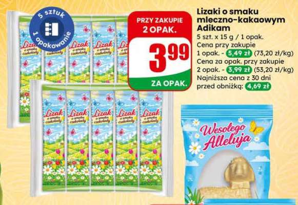 Lizaki o smaku mleczno-kakaowym Adikam